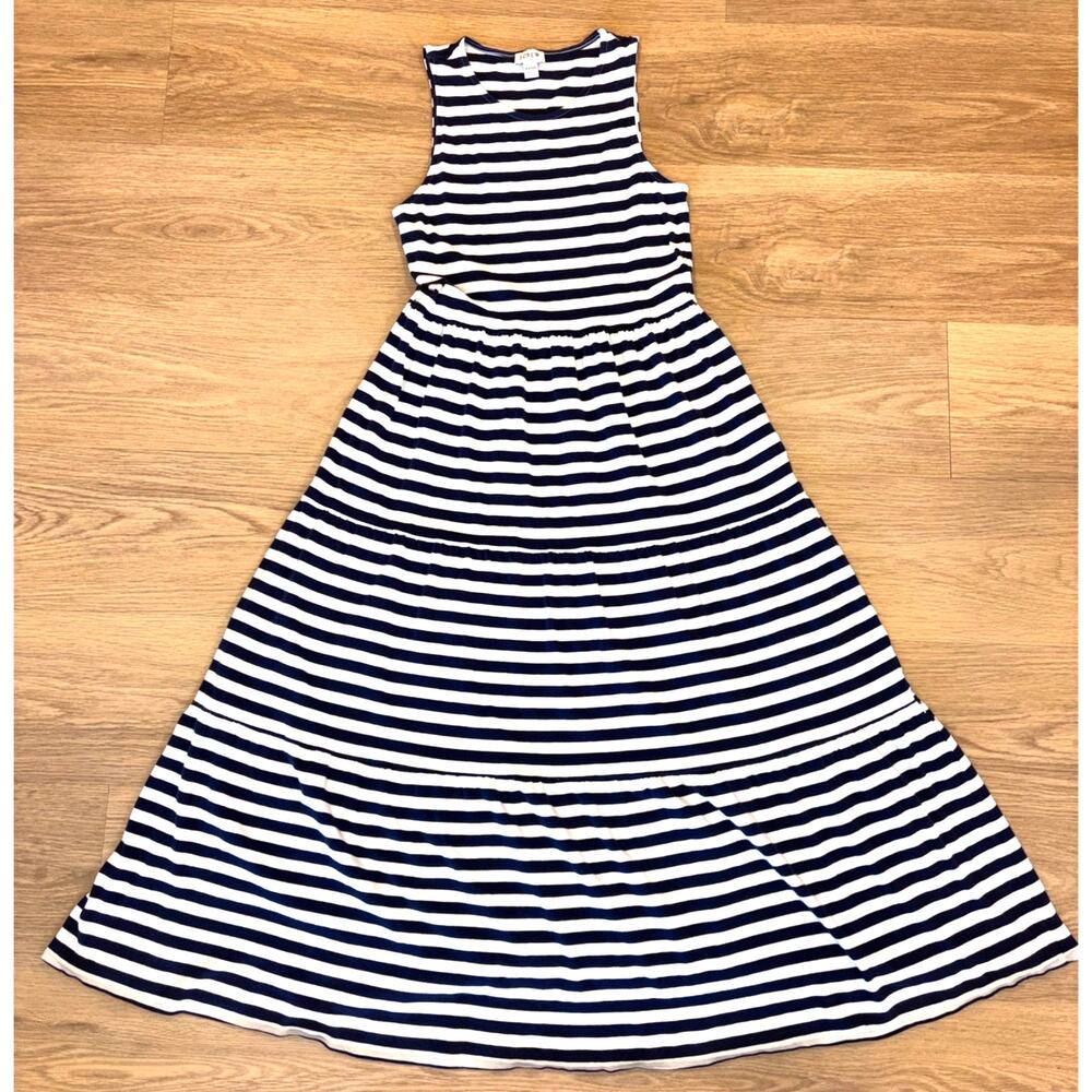 J. Crew blue and white stripe tank tiered maxi dress womens size XXS petite